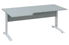 CRK 28 - 186 stůl kancelářský, rohový, levý, kovová podnož bílá, deska 25 mm, široký 1800 mm, šedá
